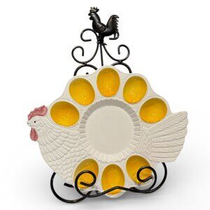Vintage Deviled Egg Platter with Easel